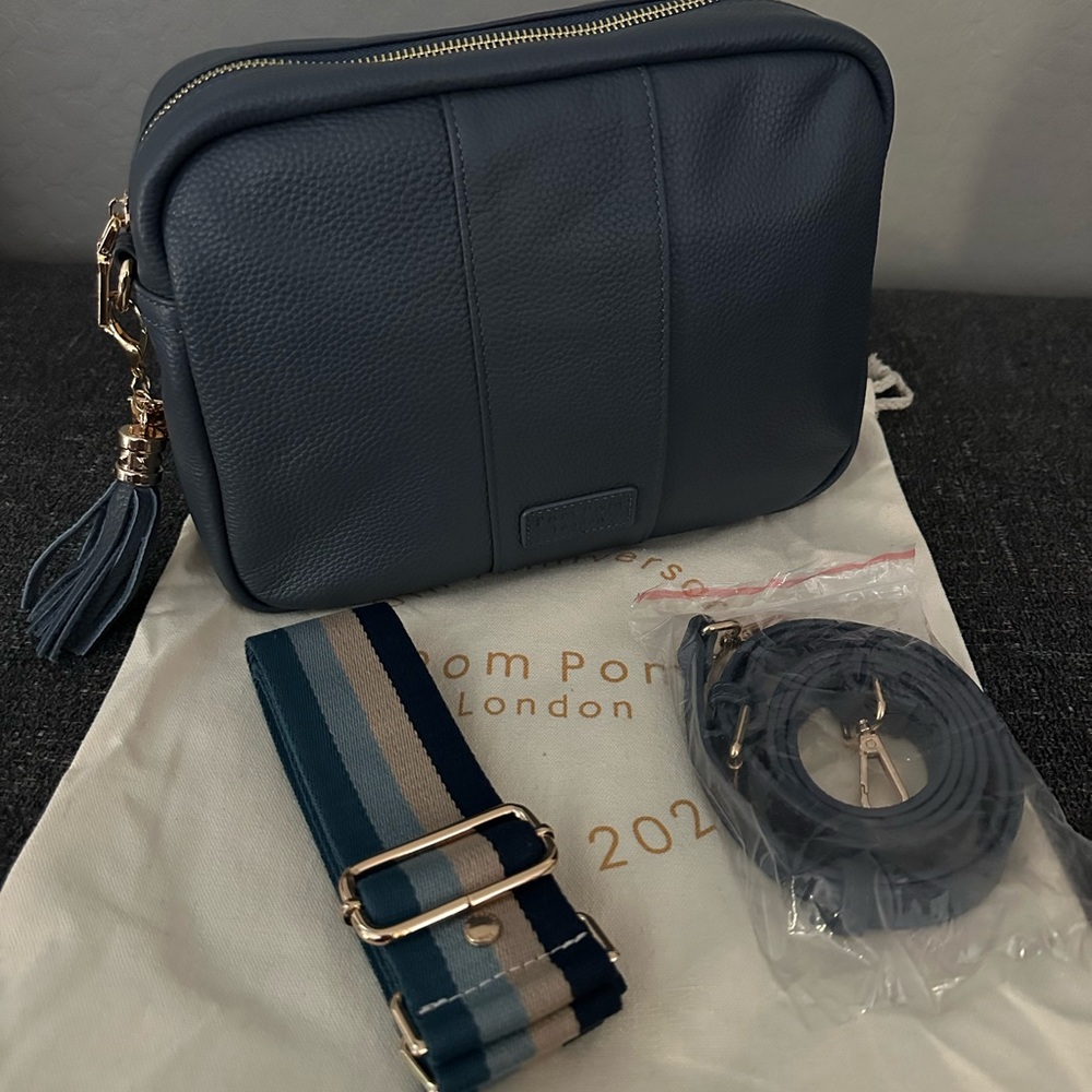 Pom Pom London City Plus bag in slate blue